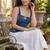 Blue cotton printed top for women
