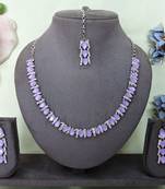 Purple color rhodium plating festive wear designer necklace set