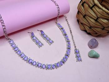 Purple color rhodium plating festive wear designer necklace set 2