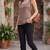 Beige cotton printed top for women