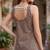 Beige cotton printed top for women