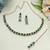 Green color rhodium plating festive wear designer necklace set