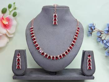 Maroon color rhodium plating festive wear designer necklace set 1