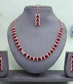 Maroon color rhodium plating festive wear designer necklace set