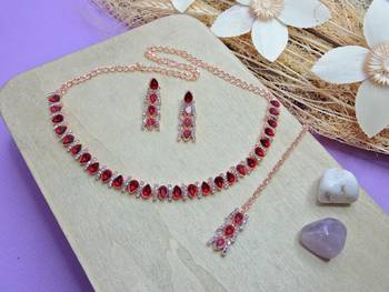 Maroon color rhodium plating festive wear designer necklace set 2