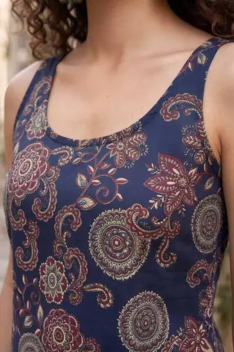 Blue cotton printed top for women