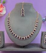 Blue color rhodium plating festive wear designer necklace set