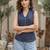 Blue cotton printed top for women