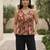 Maroon cotton printed top for women