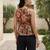 Maroon cotton printed top for women