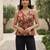 Maroon cotton printed top for women