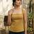 Mustard cotton printed top for women