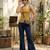 Mustard cotton printed top for women