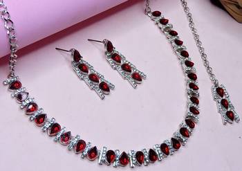 Maroon color rhodium plating festive wear designer necklace set 3