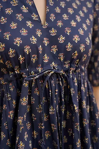 Blue cotton printed top for women