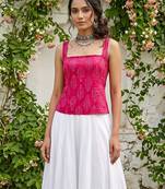Pink cotton printed top for women