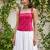 Pink cotton printed top for women