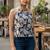 Blue cotton printed top for women
