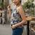 Blue cotton printed top for women