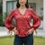 Pink cotton printed top for women
