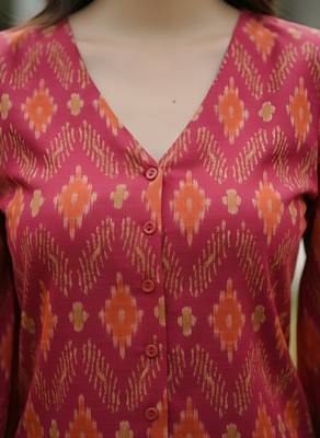 Pink cotton printed top for women 5