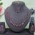 Pink color rhodium plating festive wear designer necklace set