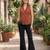 Orange cotton printed top for women