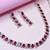 Pink color rhodium plating festive wear designer necklace set