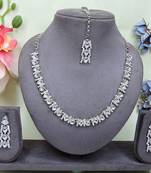 White color rhodium plating festive wear designer necklace set