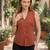 Orange cotton printed top for women