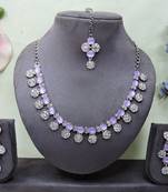Purple color rhodium plating festive wear designer necklace set