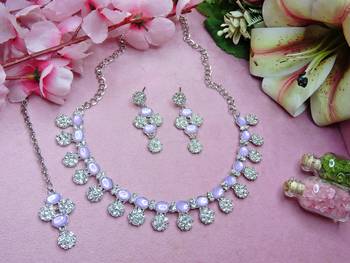 Purple color rhodium plating festive wear designer necklace set 2