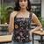 Black cotton printed top for women