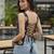 Black cotton printed top for women