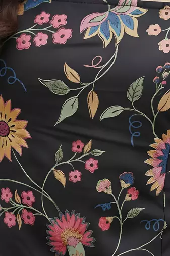 Black cotton printed top for women