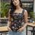 Black cotton printed top for women