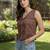 Maroon cotton printed top for women