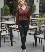 Multicolor polyester printed top for women