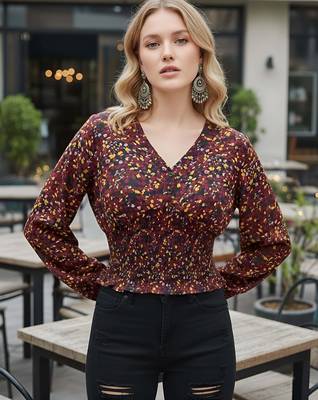 Multicolor polyester printed top for women 2