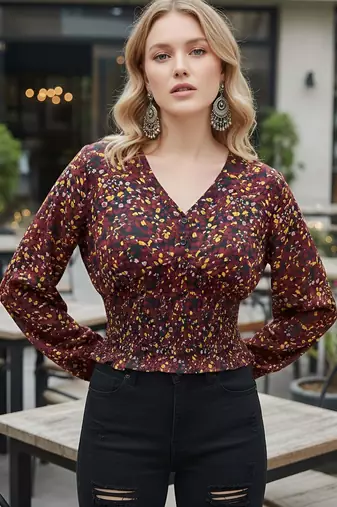 Multicolor polyester printed top for women