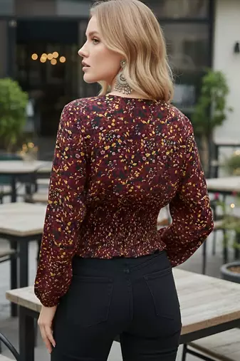Multicolor polyester printed top for women
