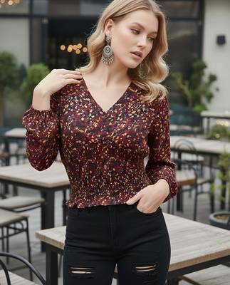 Multicolor polyester printed top for women 4