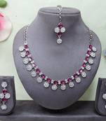 Purple color rhodium plating festive wear designer necklace set