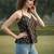 Black cotton printed top for women