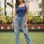 Blue cotton printed top for women