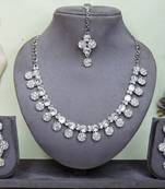 White color rhodium plating festive wear designer necklace set