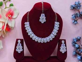 Purple color rhodium plating festive wear designer necklace set 1