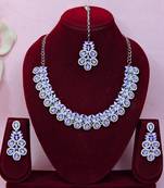 Purple color rhodium plating festive wear designer necklace set