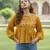 Yellow cotton printed top for women