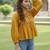 Yellow cotton printed top for women
